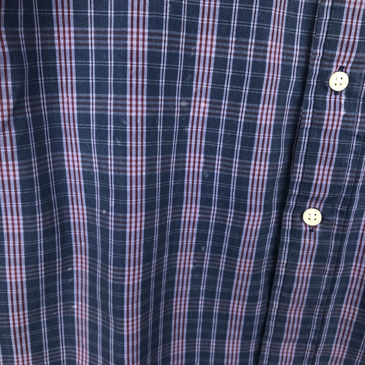 Ralph Lauren POLO by Ralph Lauren CUSTOM FIT Short-Sleeve Button-Down Check Shirt, Men's Size M (approx.) cotton purple type Vintage Second Hand