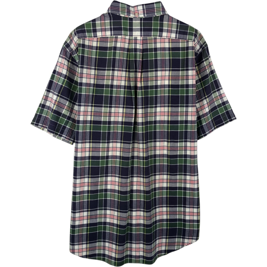 Ralph Lauren Classic Fit Short Sleeve Button Down Check Shirt Men's Size L cotton navy blue type Vintage Second Hand