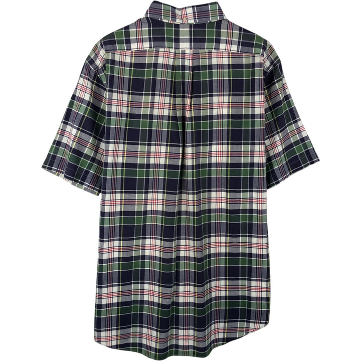 Ralph Lauren Classic Fit Short Sleeve Button Down Check Shirt Men's Size L cotton navy blue type Vintage Second Hand