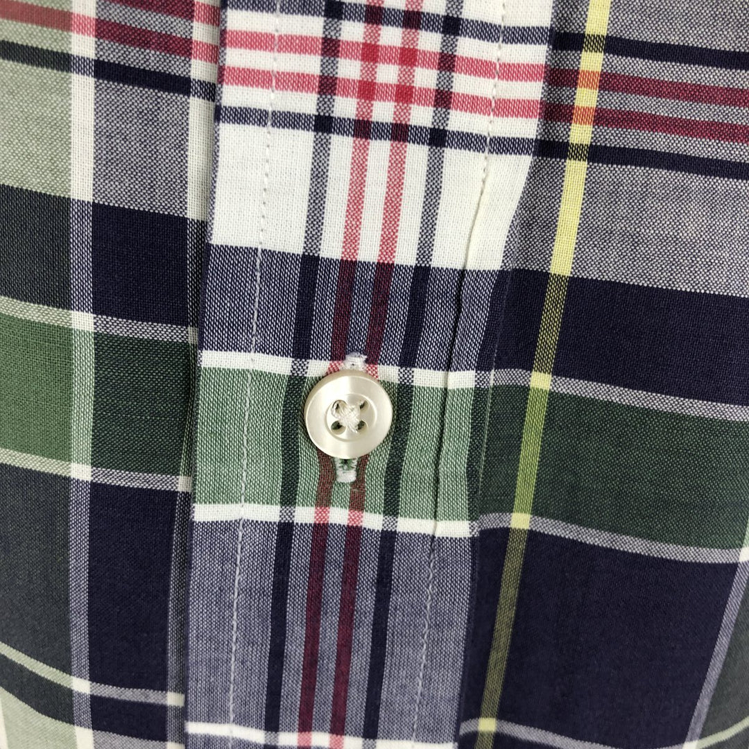 Ralph Lauren Classic Fit Short Sleeve Button Down Check Shirt Men's Size L cotton navy blue type Vintage Second Hand
