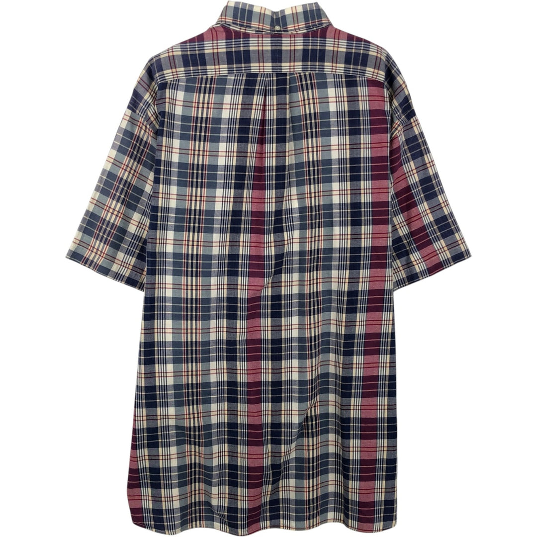Ralph Lauren MCMEEL Short-Sleeve Button-Down Check Shirt, Men's Size XL (approx.) cotton navy blue type Vintage Second Hand