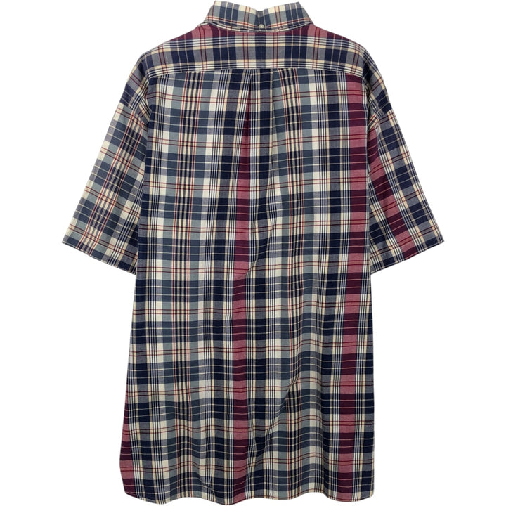 Ralph Lauren MCMEEL Short-Sleeve Button-Down Check Shirt, Men's Size XL (approx.) cotton navy blue type Vintage Second Hand