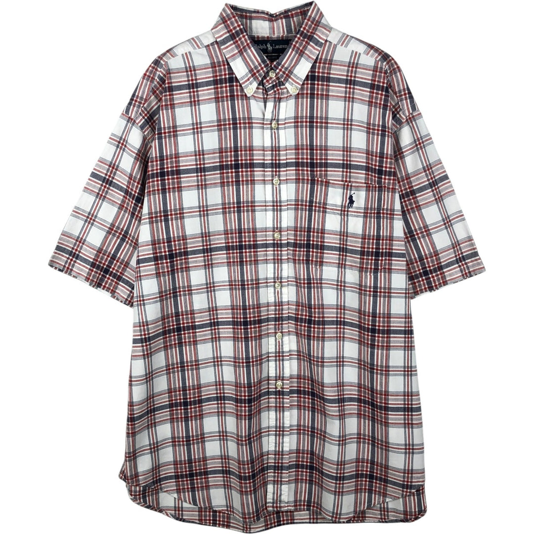 Ralph Lauren BLAIRE short sleeve button down check shirt men's XL size cotton white type Vintage Second Hand