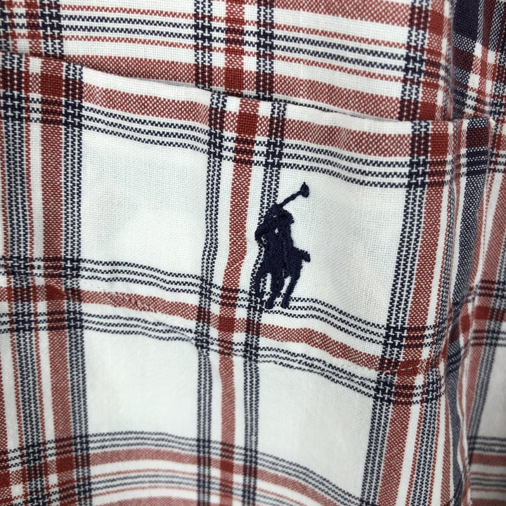 Ralph Lauren BLAIRE short sleeve button down check shirt men's XL size cotton white type Vintage Second Hand