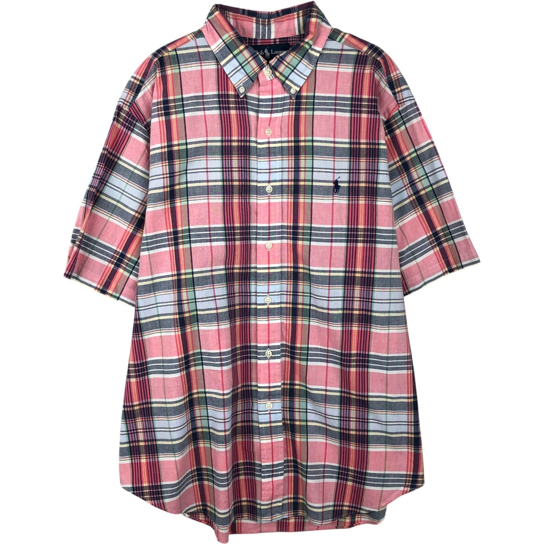 Ralph Lauren Classic Fit Short Sleeve Button Down Check Shirt Men's XL cotton pink type Vintage Second Hand