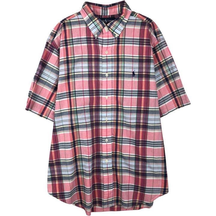 Ralph Lauren Classic Fit Short Sleeve Button Down Check Shirt Men's XL cotton pink type Vintage Second Hand