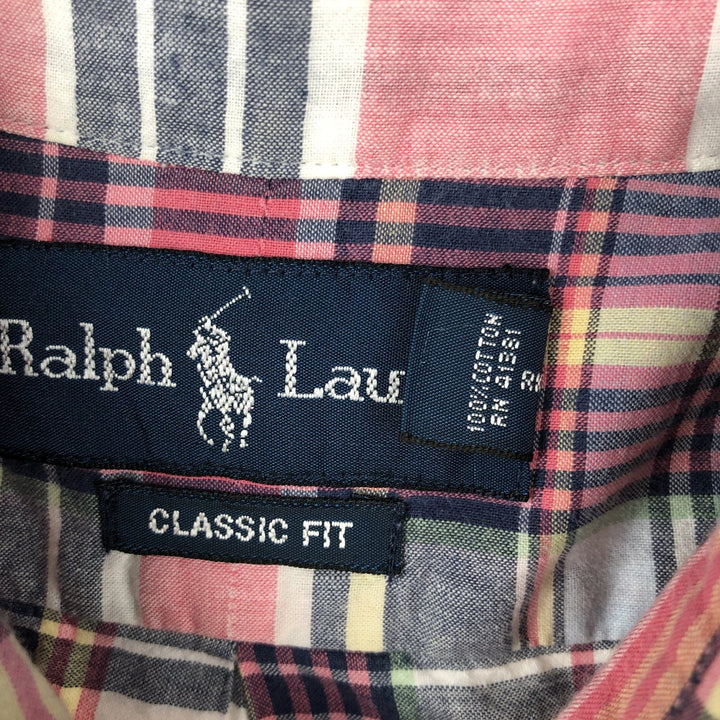 Ralph Lauren Classic Fit Short Sleeve Button Down Check Shirt Men's XL cotton pink type Vintage Second Hand