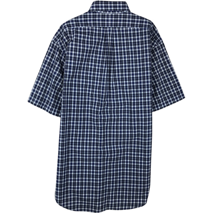 Ralph Lauren BLAKE short sleeve button down check shirt, men's size M cotton navy blue type Vintage Second Hand