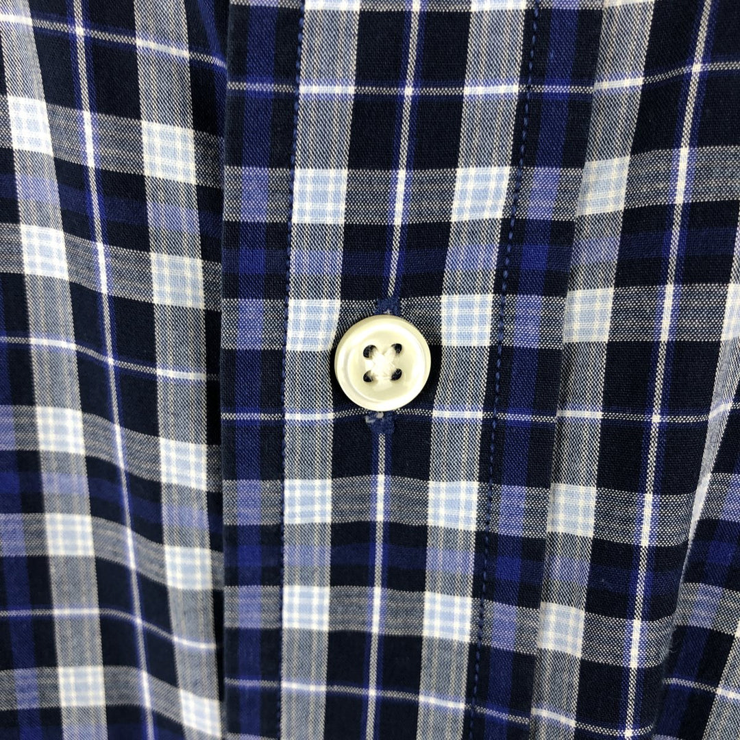 Ralph Lauren BLAKE short sleeve button down check shirt, men's size M cotton navy blue type Vintage Second Hand