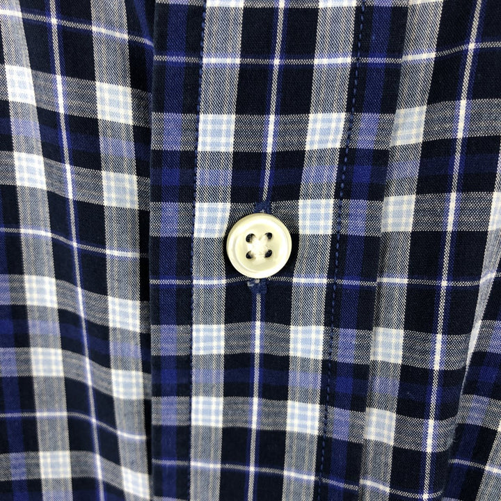 Ralph Lauren BLAKE short sleeve button down check shirt, men's size M cotton navy blue type Vintage Second Hand