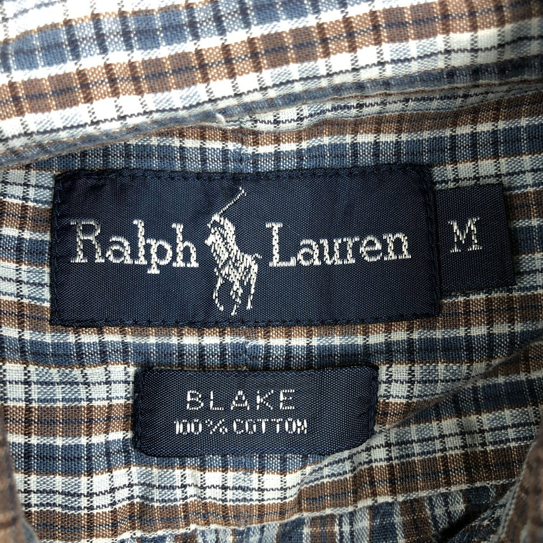 Ralph Lauren BLAKE short sleeve button down check shirt, men's size M cotton Blue type light blue Vintage Second Hand