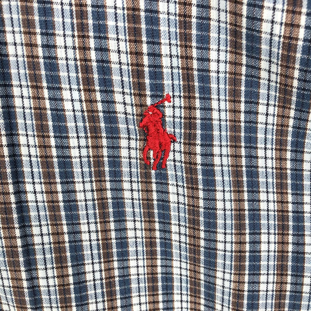Ralph Lauren BLAKE short sleeve button down check shirt, men's size M cotton Blue type light blue Vintage Second Hand