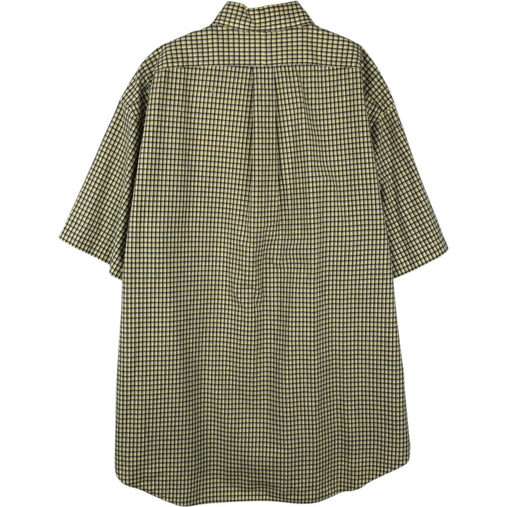 Ralph Lauren BLAKE short sleeve button down check shirt men's XL size cotton lemon yellow Vintage Second Hand