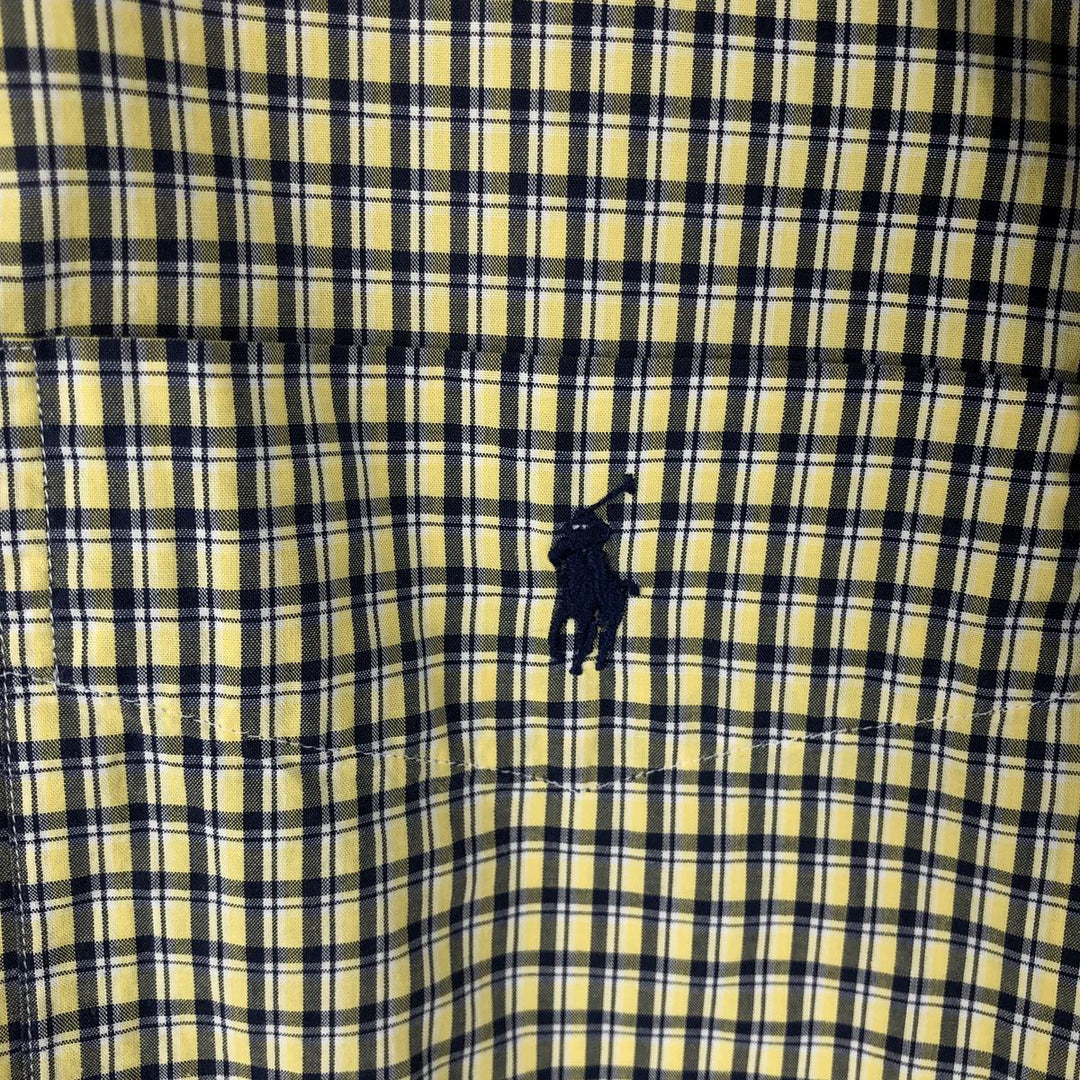 Ralph Lauren BLAKE short sleeve button down check shirt men's XL size cotton lemon yellow Vintage Second Hand