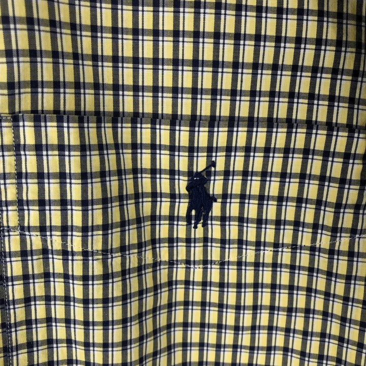 Ralph Lauren BLAKE short sleeve button down check shirt men's XL size cotton lemon yellow Vintage Second Hand