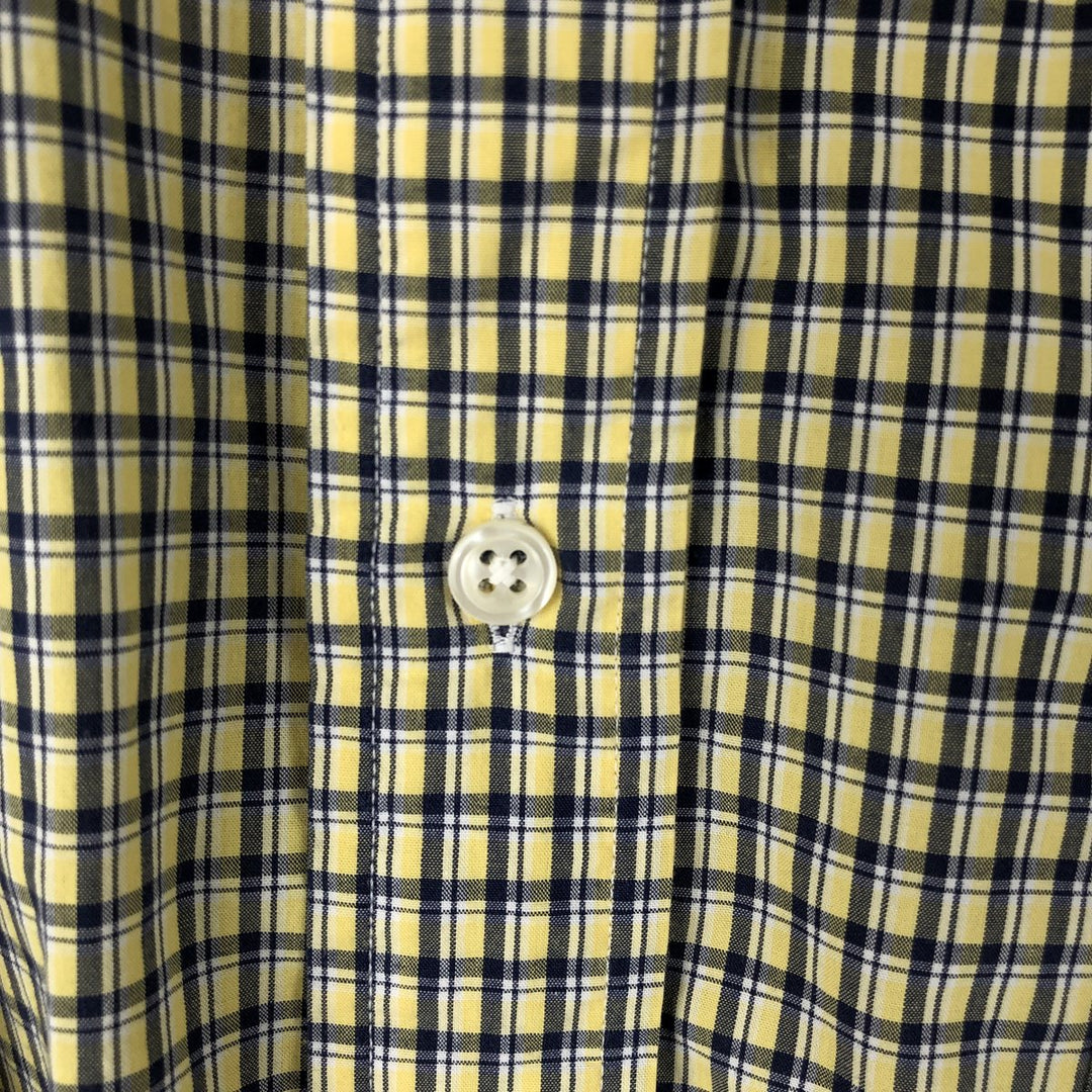 Ralph Lauren BLAKE short sleeve button down check shirt men's XL size cotton lemon yellow Vintage Second Hand