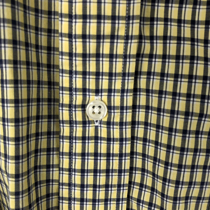 Ralph Lauren BLAKE short sleeve button down check shirt men's XL size cotton lemon yellow Vintage Second Hand