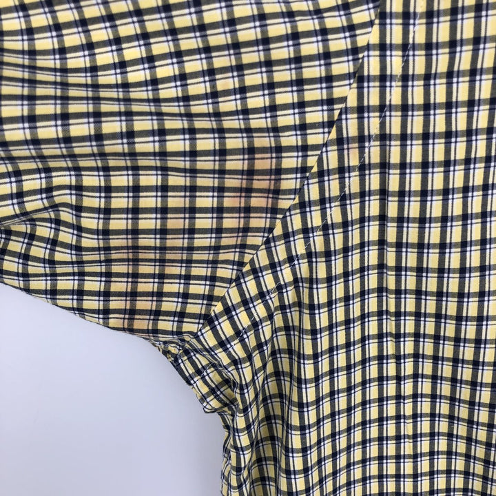 Ralph Lauren BLAKE short sleeve button down check shirt men's XL size cotton lemon yellow Vintage Second Hand