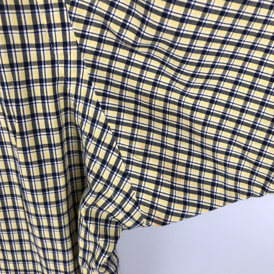 Ralph Lauren BLAKE short sleeve button down check shirt men's XL size cotton lemon yellow Vintage Second Hand