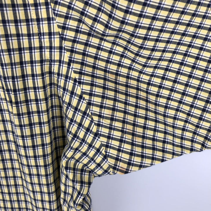 Ralph Lauren BLAKE short sleeve button down check shirt men's XL size cotton lemon yellow Vintage Second Hand