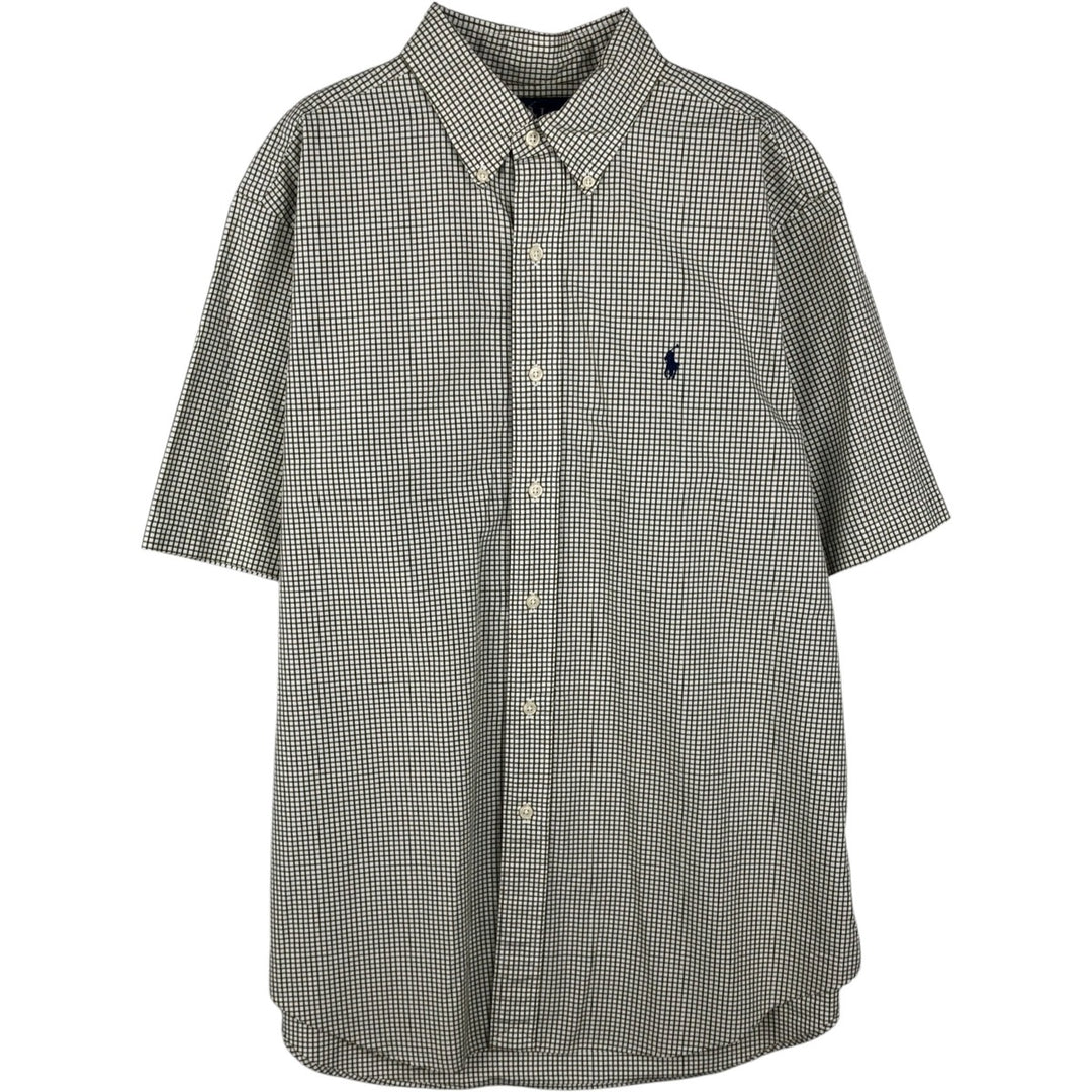 Ralph Lauren Classic Fit Short Sleeve Button Down Check Shirt Men's Size L cotton Khaki type Vintage Second Hand