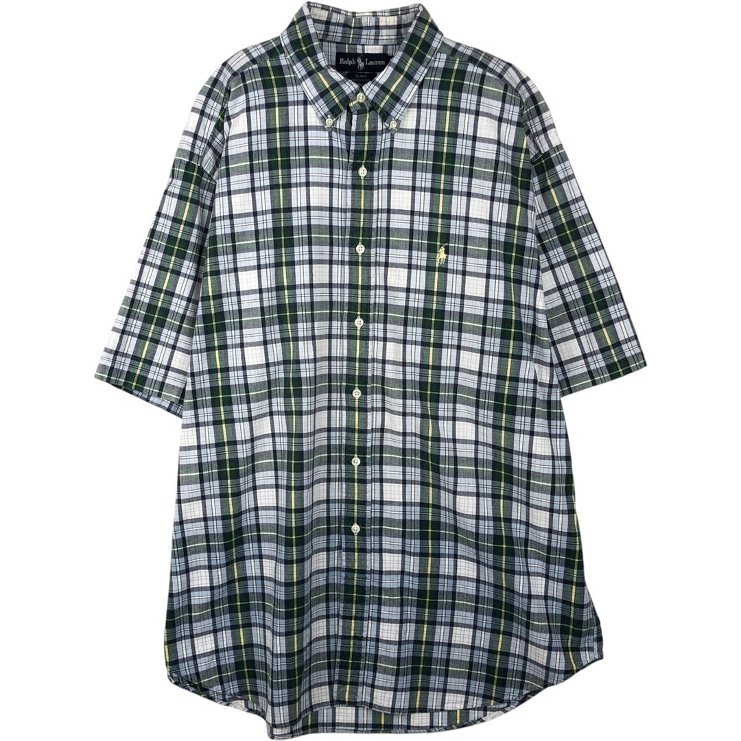 Ralph Lauren BLAKE short sleeve button down check shirt men's XL size cotton Blue type light blue Vintage Second Hand