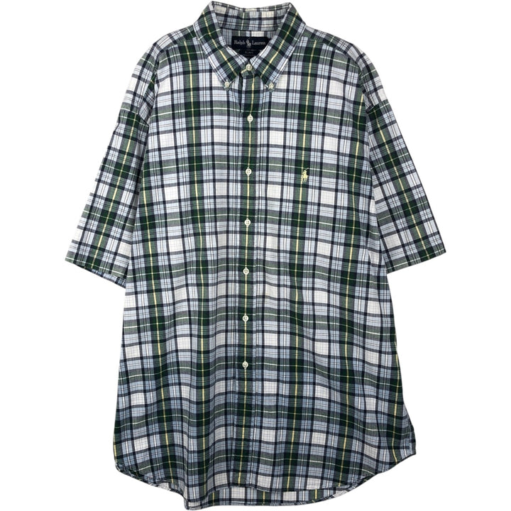 Ralph Lauren BLAKE short sleeve button down check shirt men's XL size cotton Blue type light blue Vintage Second Hand