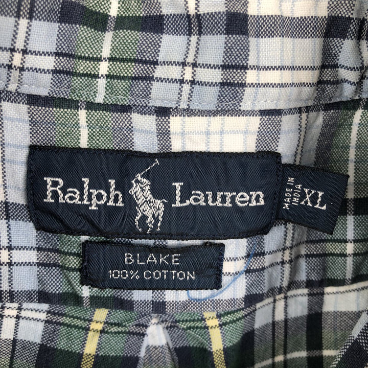 Ralph Lauren BLAKE short sleeve button down check shirt men's XL size cotton Blue type light blue Vintage Second Hand