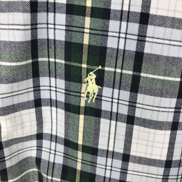 Ralph Lauren BLAKE short sleeve button down check shirt men's XL size cotton Blue type light blue Vintage Second Hand