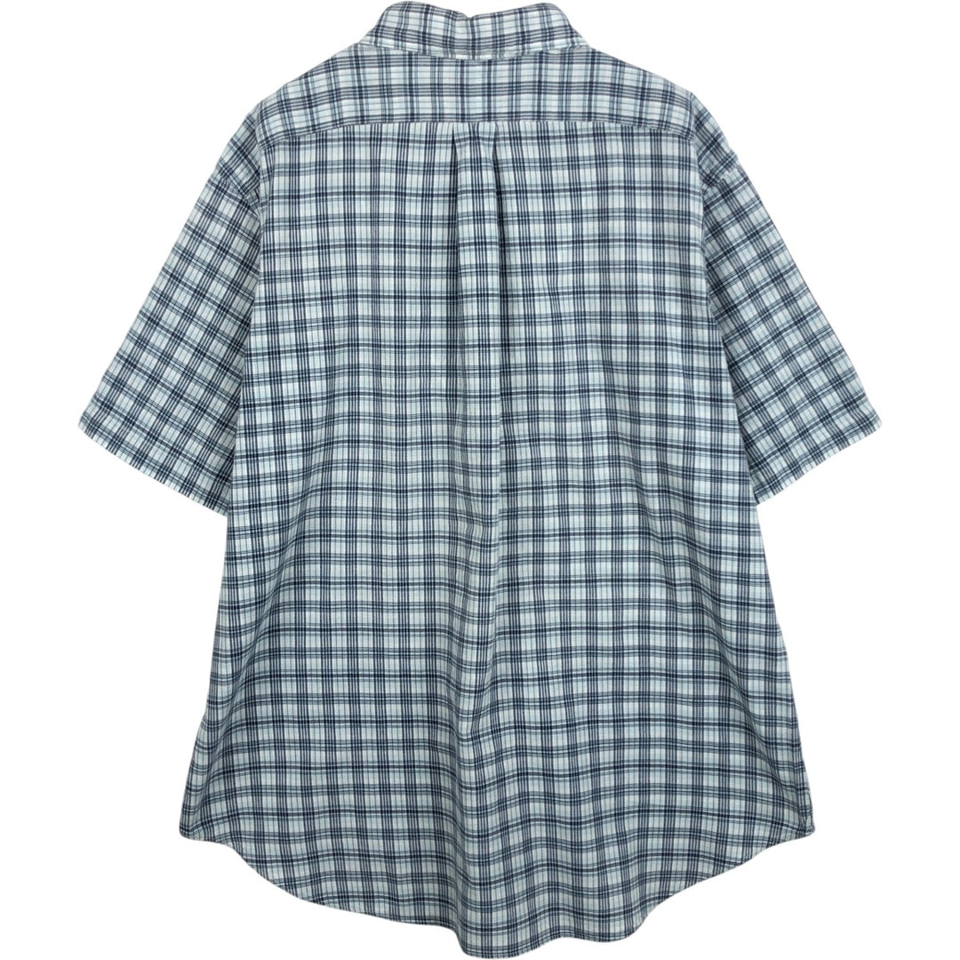 Ralph Lauren Classic Fit Short Sleeve Button Down Check Shirt Men's XL cotton Blue type light blue Vintage Second Hand