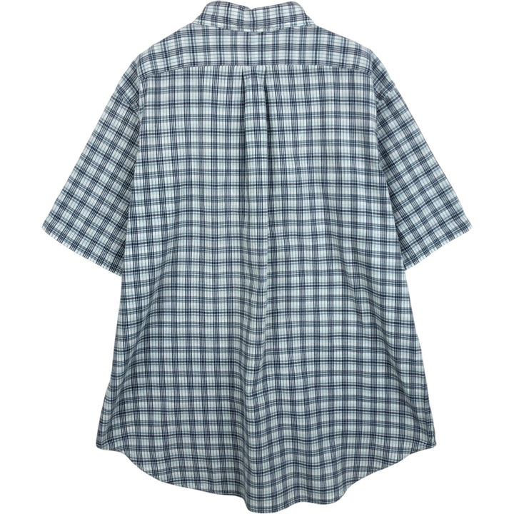 Ralph Lauren Classic Fit Short Sleeve Button Down Check Shirt Men's XL cotton Blue type light blue Vintage Second Hand