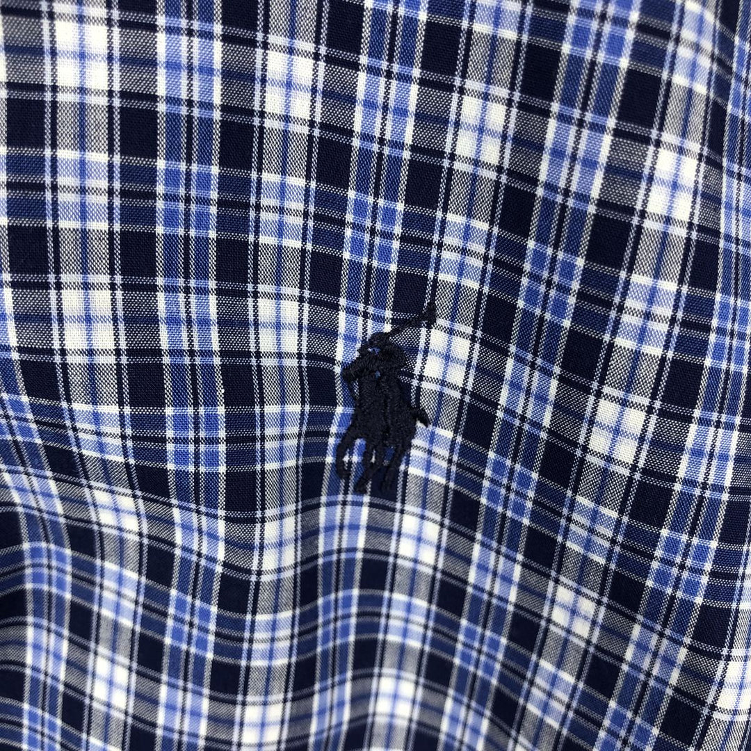Ralph Lauren BLAKE short sleeve button down check shirt, men's size L cotton blue type Vintage Second Hand