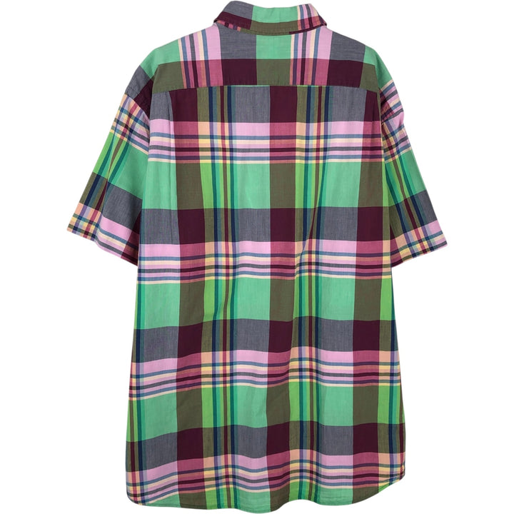 Ralph Lauren POLO by Ralph Lauren Madras Check Short-Sleeve Cotton Check Shirt, Men's Size XL (approx.) cotton purple type Vintage Second Hand