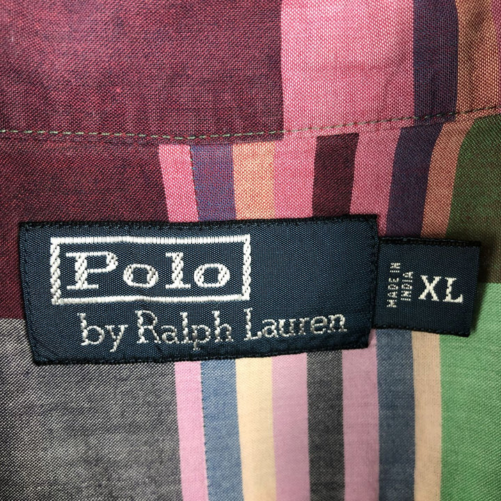 Ralph Lauren POLO by Ralph Lauren Madras Check Short-Sleeve Cotton Check Shirt, Men's Size XL (approx.) cotton purple type Vintage Second Hand