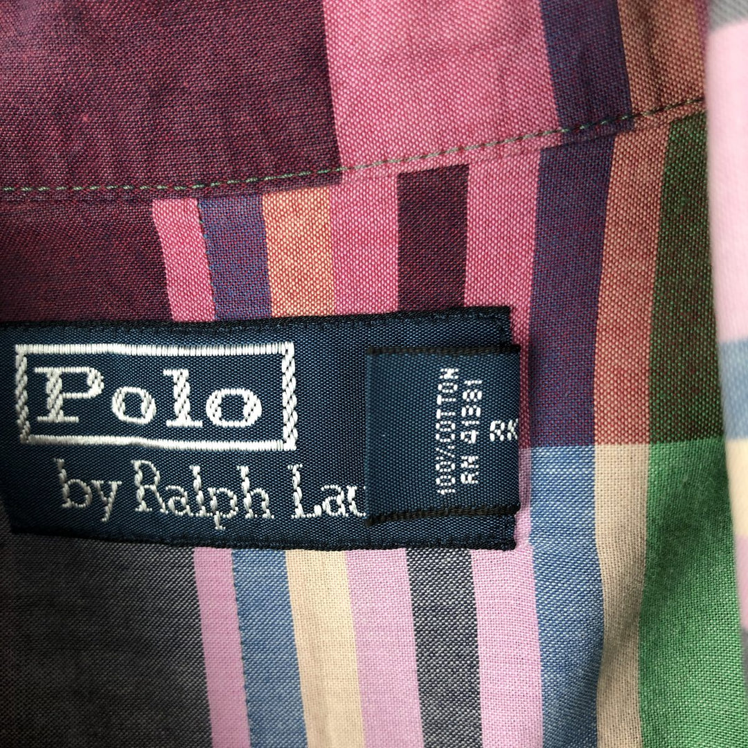 Ralph Lauren POLO by Ralph Lauren Madras Check Short-Sleeve Cotton Check Shirt, Men's Size XL (approx.) cotton purple type Vintage Second Hand