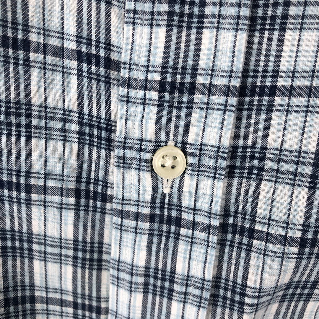 Ralph Lauren Classic Fit Short Sleeve Button Down Check Shirt Men's XL cotton Blue type light blue Vintage Second Hand