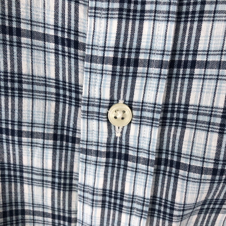 Ralph Lauren Classic Fit Short Sleeve Button Down Check Shirt Men's XL cotton Blue type light blue Vintage Second Hand