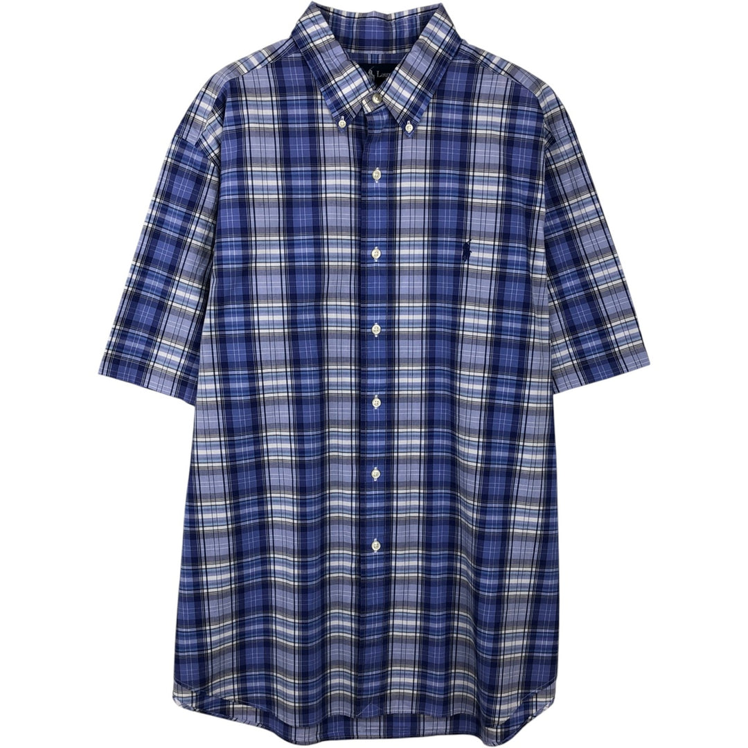Ralph Lauren Classic Fit Short Sleeve Button Down Check Shirt Men's XL cotton blue type Vintage Second Hand