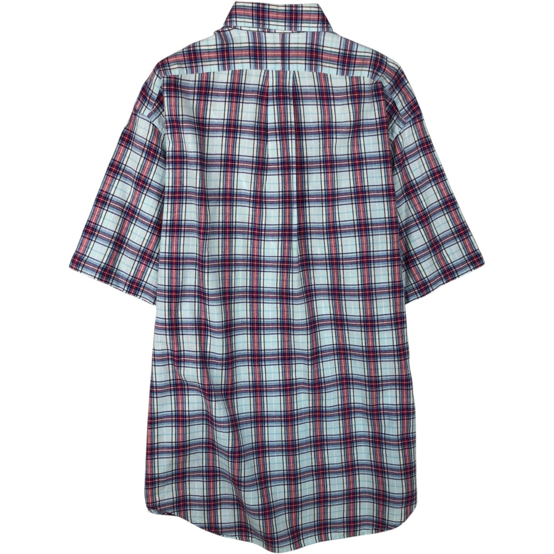 Ralph Lauren BLAKE short sleeve button down check shirt, men's size M cotton Blue type light blue Vintage Second Hand