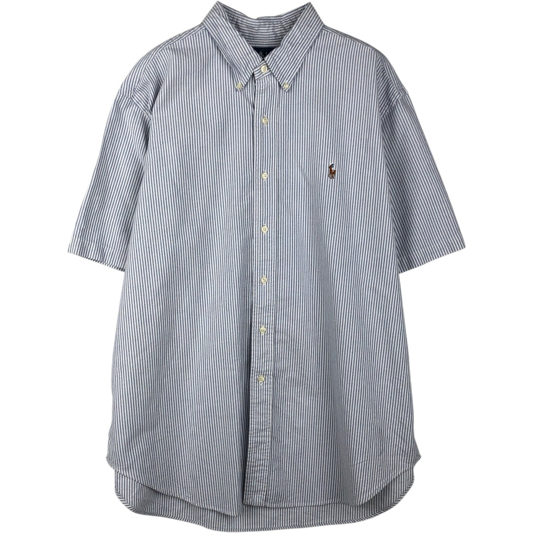 Ralph Lauren Classic Fit Short Sleeve Button Down Striped Shirt Men's XL cotton white type Vintage Second Hand