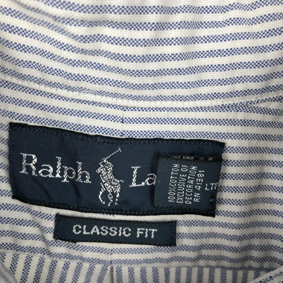 Ralph Lauren Classic Fit Short Sleeve Button Down Striped Shirt Men's XL cotton white type Vintage Second Hand