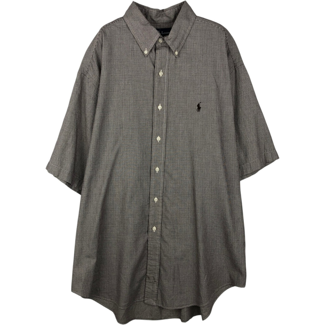 Ralph Lauren BLAKE Houndstooth Pattern Short-Sleeve Button-Down Shirt, Men's Size L (approx.) cotton white type Vintage Second Hand