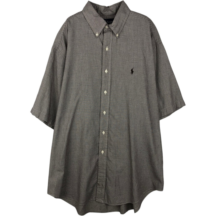 Ralph Lauren BLAKE Houndstooth Pattern Short-Sleeve Button-Down Shirt, Men's Size L (approx.) cotton white type Vintage Second Hand