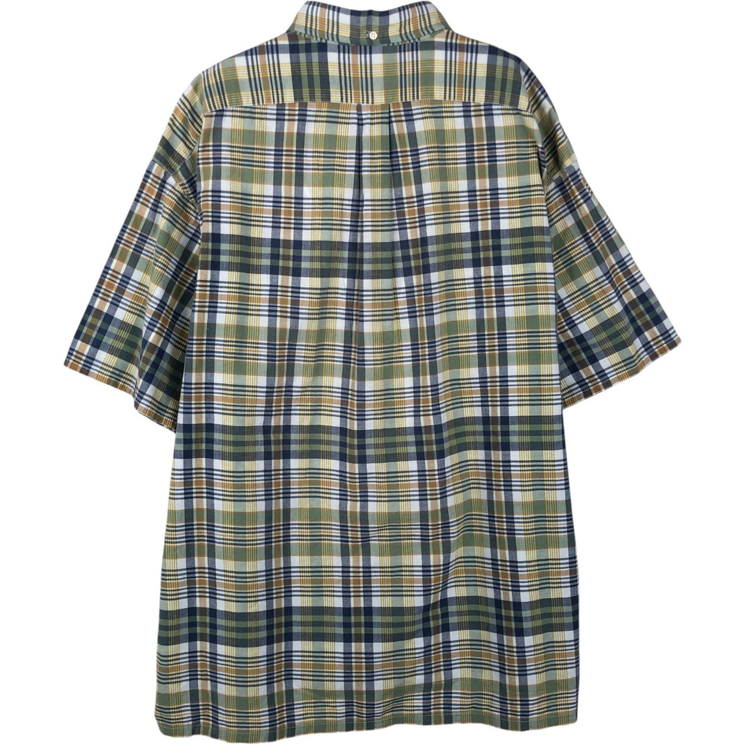 Ralph Lauren GREGGOR short sleeve button down check shirt box shirt men's XL size cotton navy blue type Vintage Second Hand