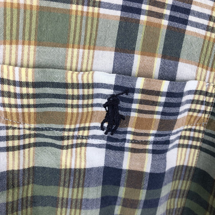 Ralph Lauren GREGGOR short sleeve button down check shirt box shirt men's XL size cotton navy blue type Vintage Second Hand