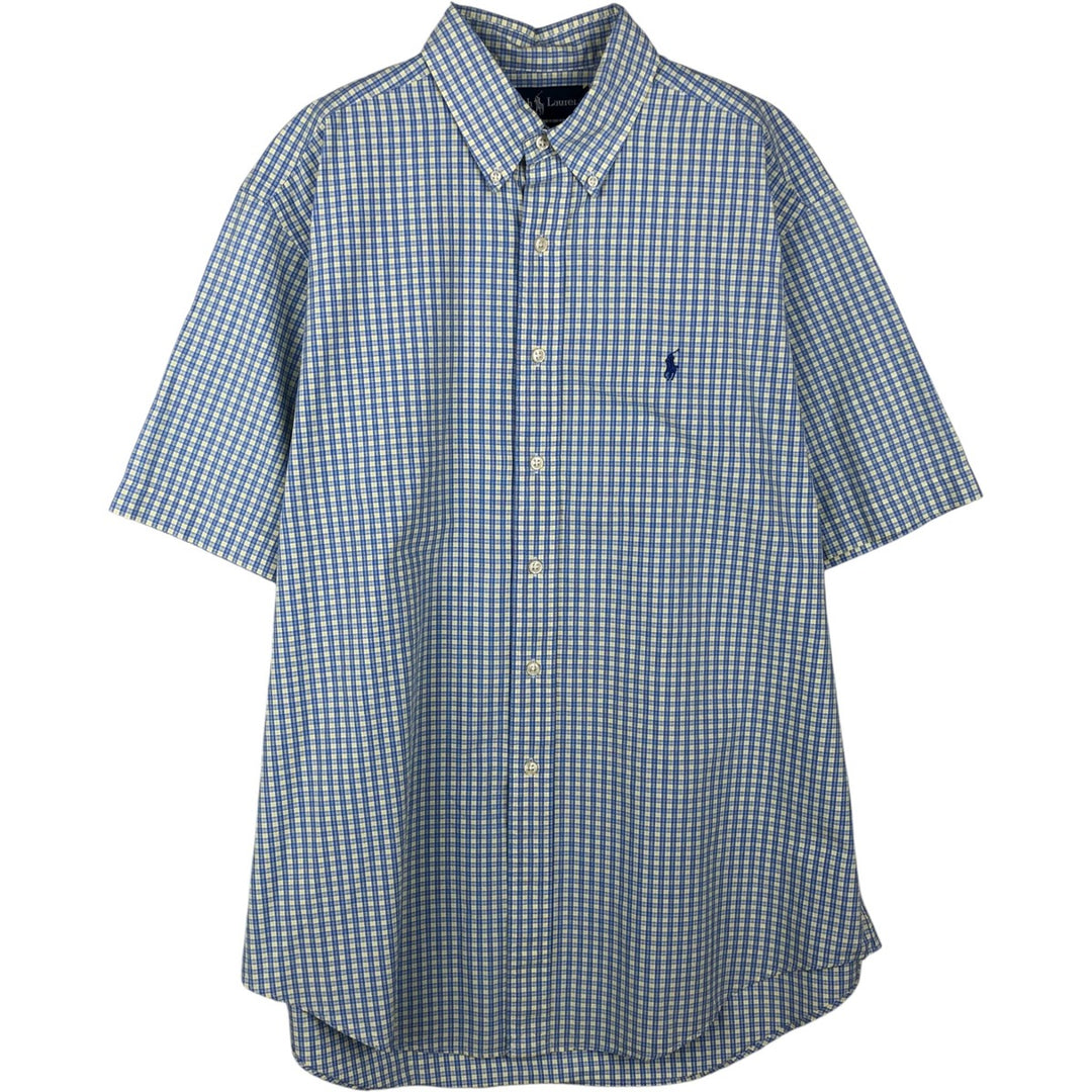 Ralph Lauren Classic Fit Short Sleeve Button Down Check Shirt Men's Size L cotton white type Vintage Second Hand