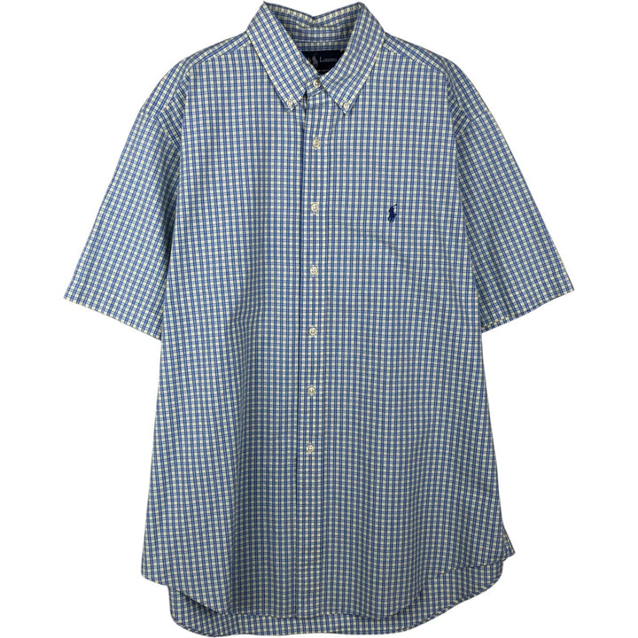 Ralph Lauren Classic Fit Short Sleeve Button Down Check Shirt Men's Size L cotton white type Vintage Second Hand