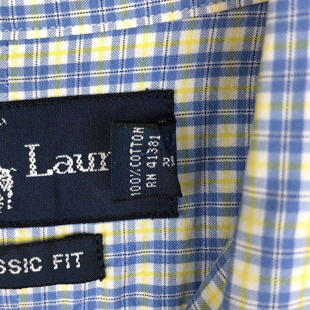 Ralph Lauren Classic Fit Short Sleeve Button Down Check Shirt Men's Size L cotton white type Vintage Second Hand