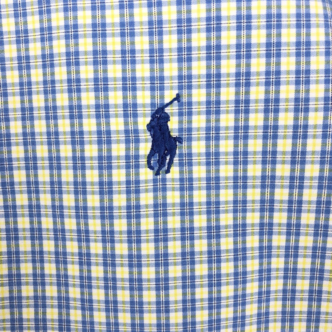 Ralph Lauren Classic Fit Short Sleeve Button Down Check Shirt Men's Size L cotton white type Vintage Second Hand