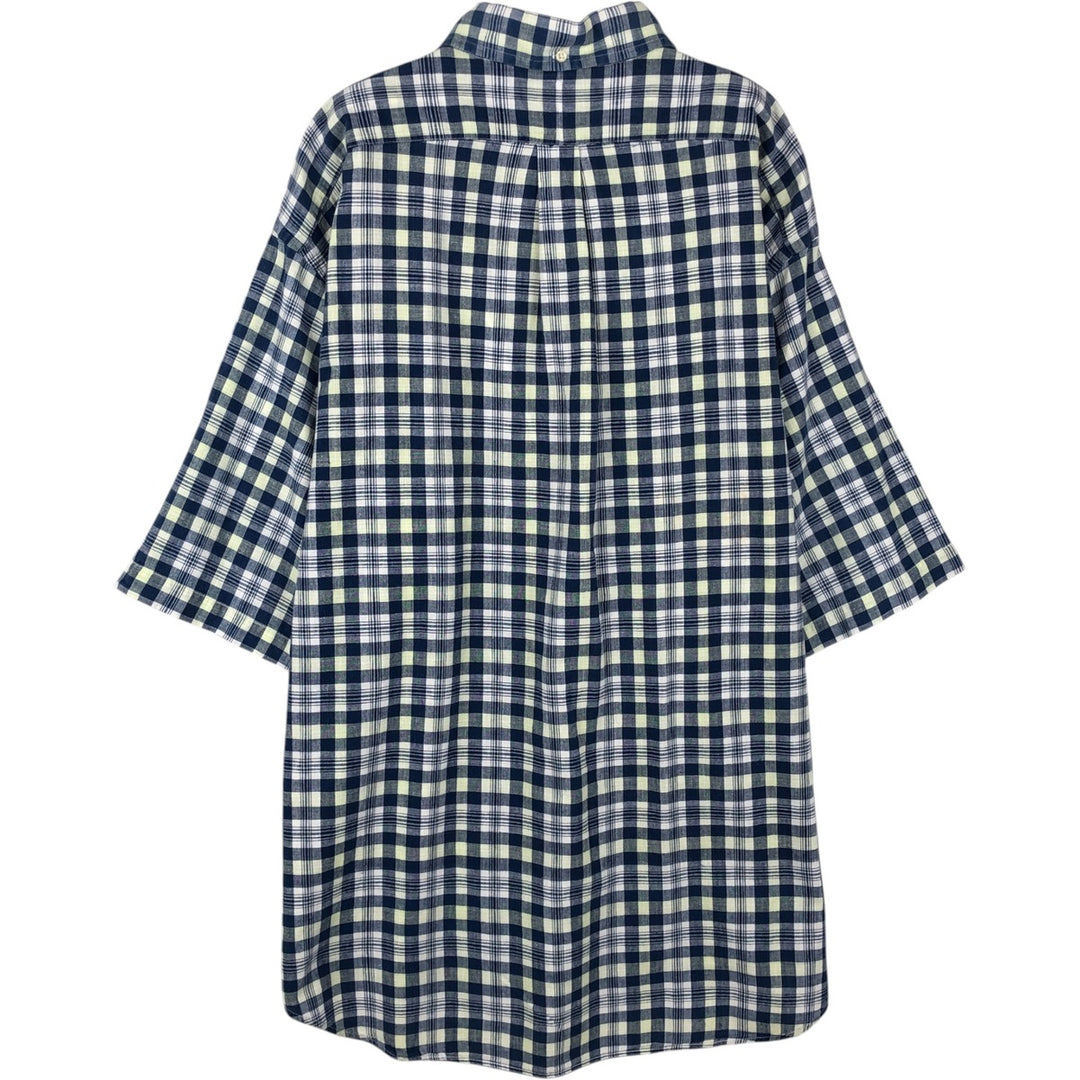 Ralph Lauren PURCELL pullover short-sleeved button-down check shirt, men's size XL (approx.) cotton navy blue type Vintage Second Hand
